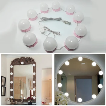 

Makeup Mirror Vanity LED Light Bulbs Kit USB Charging Port Cosmetic Lighted Bulb Profession Makeup Mirrors Brightness Lights D43