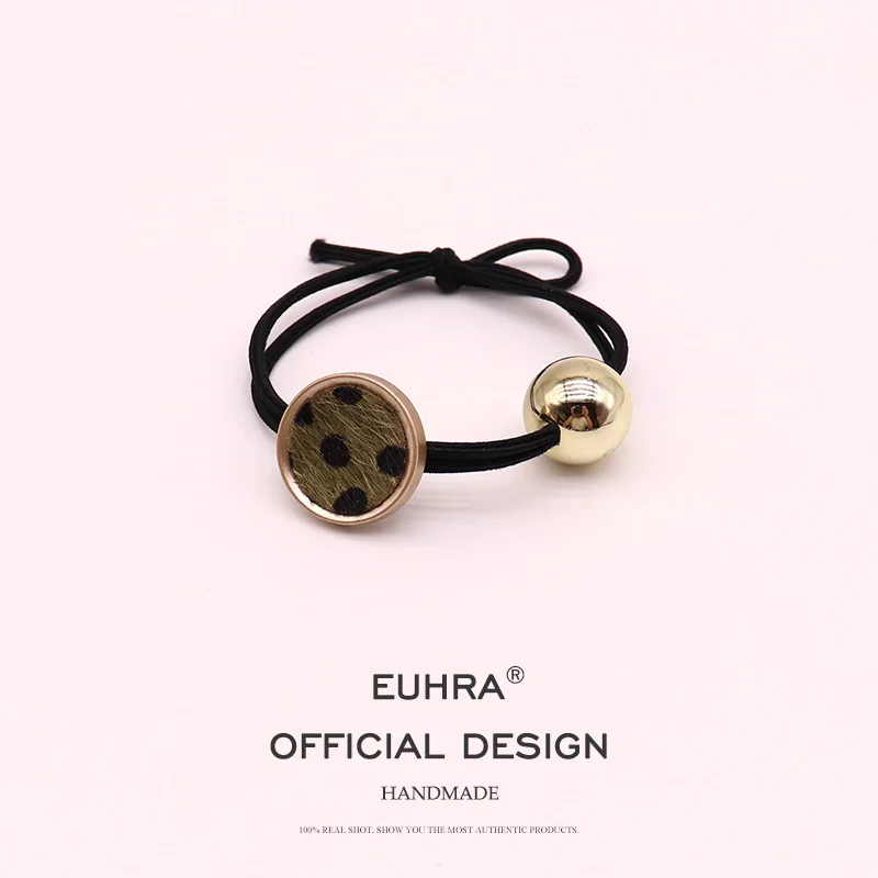 EUHRA/5 цветов, леопардовые пятна, яркие бусины для девочек, ручная работа, женские эластичные резинки для волос, детские резиновые ленты