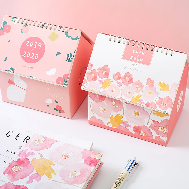 

2019-2020 Cute house Starry sky Desktop Paper Calendar Storage box dual Daily Scheduler Table Planner Yearly Agenda Organizer