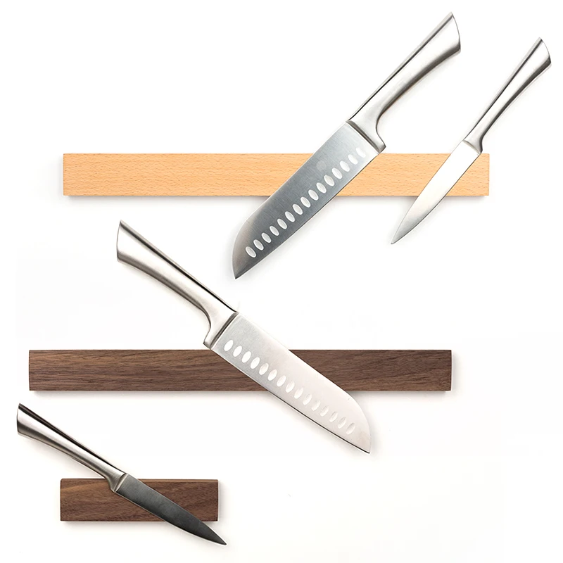 Настенные клеящиеся металлические ножницы деревянный блок лезвие подвесной магнитный бар Магнитный нож кухонный держатель для хранения компактный органайзер