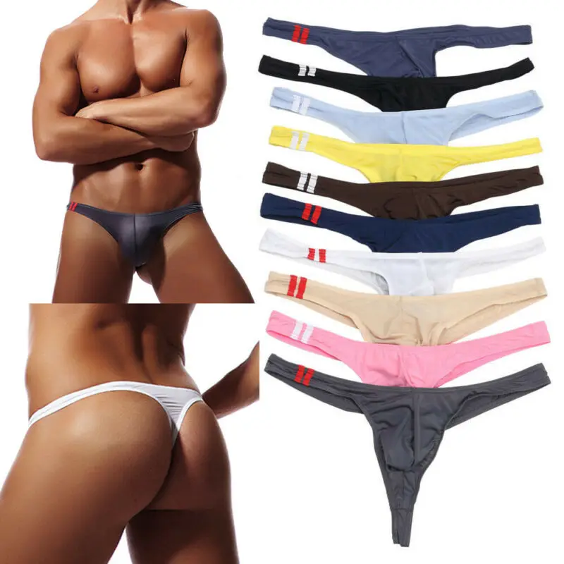 Summer Hot Men's Underwear T Back G String Briefs Sexy Breathable Thong  Jockstrap Men Beach Swimming Thong