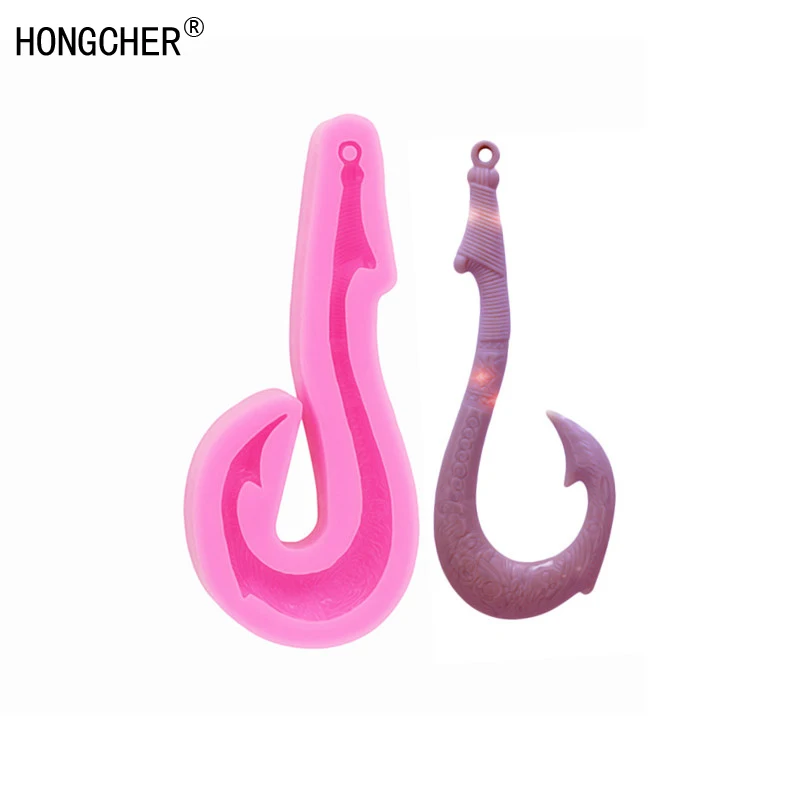 

New product fishing hook shape pendant silicone molds fashion jewelry fish hook flexible mould chocolate cake decoration gadget