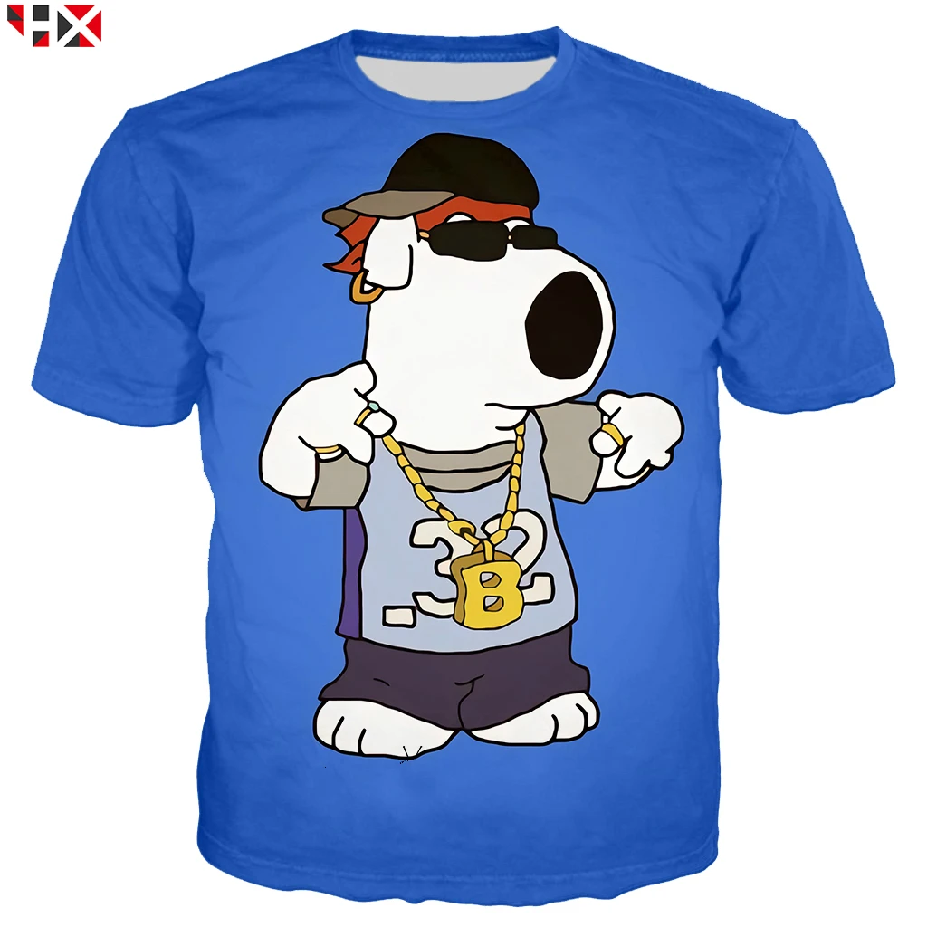 Летняя модная футболка для семьи с аниме, Brian Griffin, для мужчин и женщин, с 3D принтом, топы с короткими рукавами, хип-хоп, уличная одежда