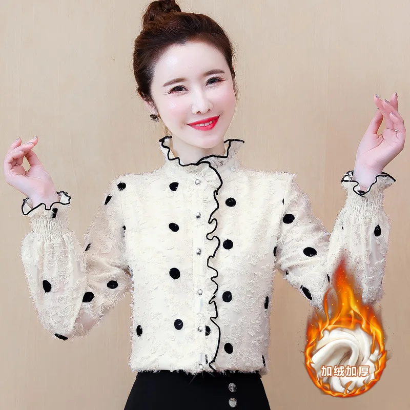 

Brushed And Thick Lace Half-Turtle-Neck Base Shirt Long Sleeve WOMEN'S Dress Autumn And Winter 2019 New Style chao yang Gas Unde