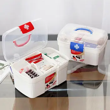 

2pcs Portable Multi-layer Emergency Medicine Case Plastic Multi-functional Medicine Box Storage Box