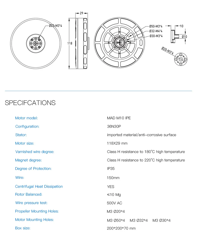 MAD M10 IPE V1.0 KV90 Big Powerful Brushless Motor For Electric Paramotor