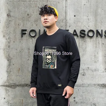 

Men's Wear Big Size Round Neck Pullover Sweater Male Autumn Printing Coat Plus Fat Plus Fat Youth