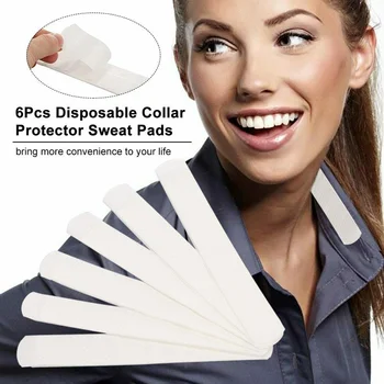 

6Pcs Collar Sweat Pads Invisible Absorbent Sweat Stain Odour Disposable Deodorant Hats Neck Liner hh88