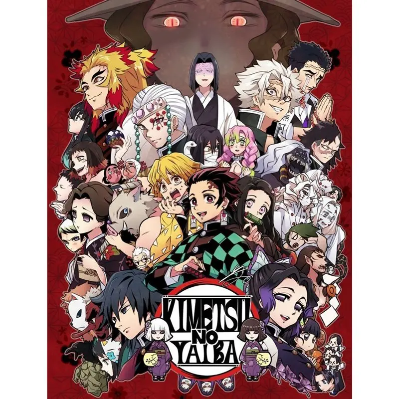 Póster de Anime japonés Demon Slayer, pintura de seda, decoración artística de pared, Mural, decoración moderna para habitación - Imagen 4