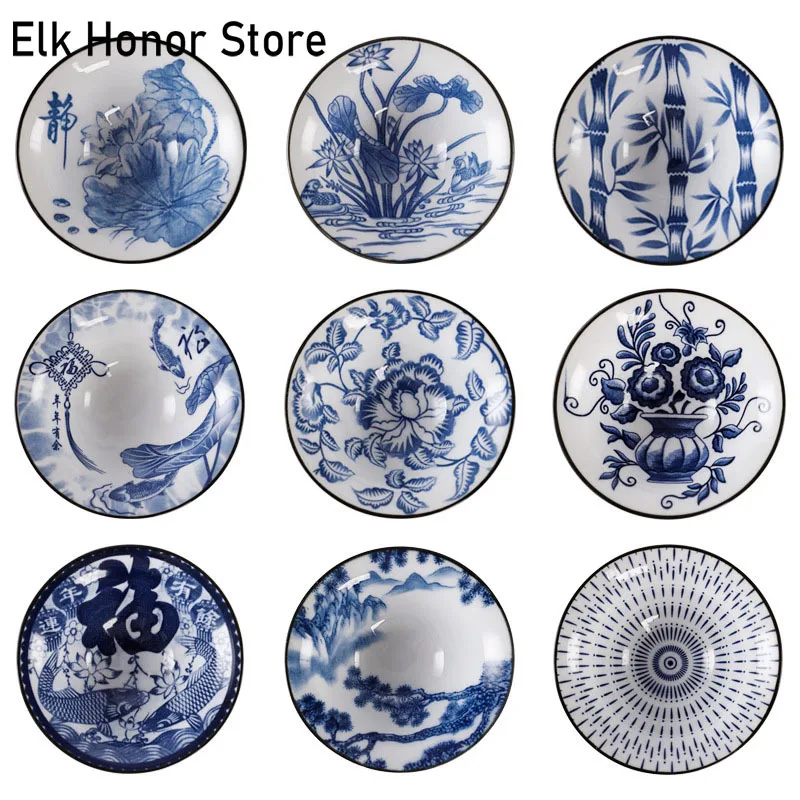 1PCS Blue And White Porcelain Cone Teacup Anti Scaling Hand-Painted Ceramic Tea Bowl Travel Meditation Cup Chinese Tea Set 40ml