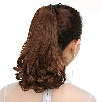 

AIYEE Synthetic Ponytail Hair Extensions Pure Color High Temperature Fiber Hair 10 Inch Short Curly Clip In Drawstring Ponytail