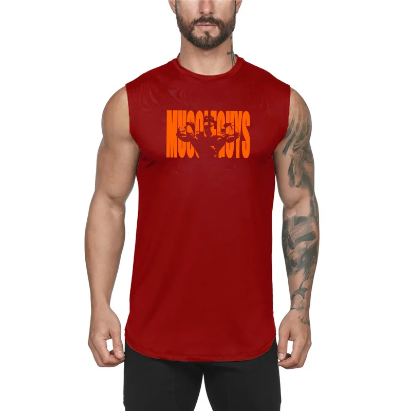 Muscleguys майка для спортзала, мужская майка для бодибилдинга, майка для фитнеса, хлопковые топы без рукавов, майка для тренировок