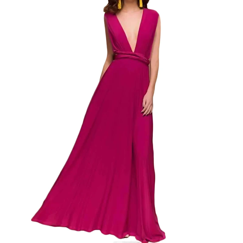 Женское платье-трансформер в стиле бохо с запахом, многоходовые вечерние платья макси, сексуальное Бандажное платье для подружек невесты - Цвет: color 18