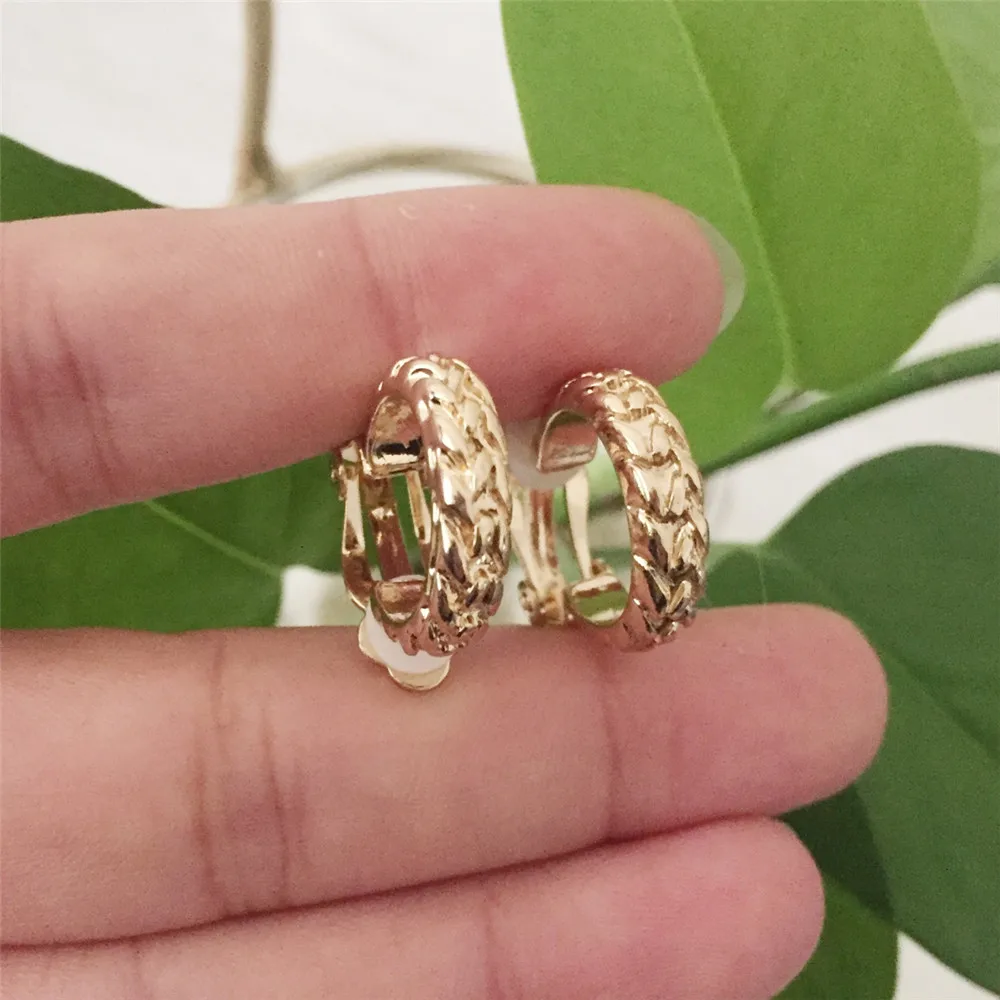 Clip Earrings Without Piercing Textured For Women Fashion Party Gift Jewelry