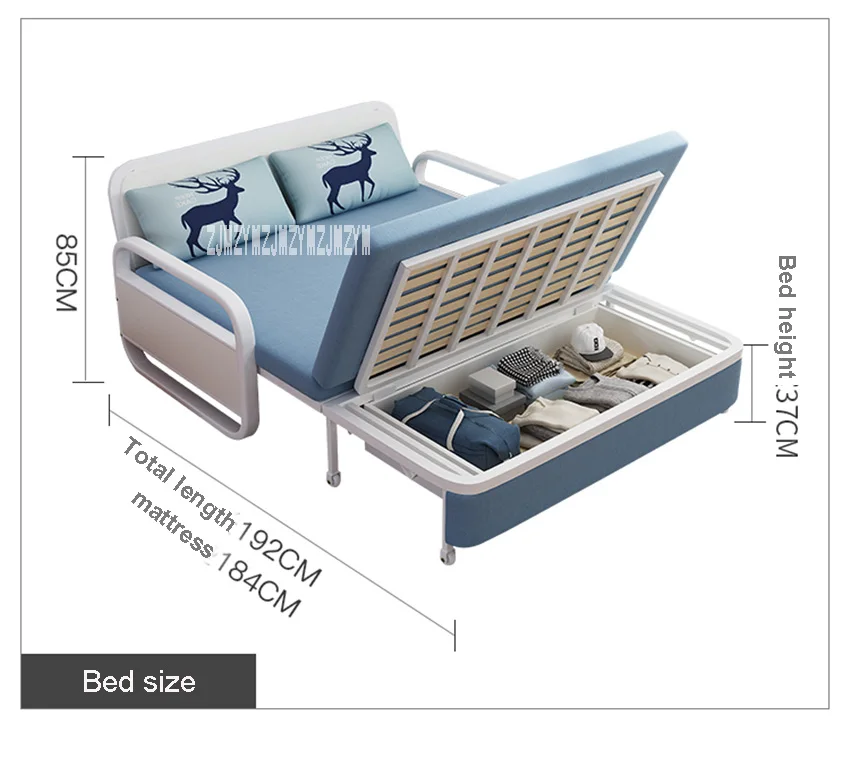 KFLL8868 складной экономичный двойной использование 1,5 м диван одно хранение для спальни удаляемый моющийся сборка хлопок лен металлический каркас
