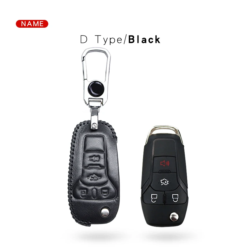 Black 4 For ford Чехол для ключей автомобиля для Ford Fiesta Focus 3 MK3 Mondeo MK5 Escort MK4 Ecosport Edge Kuga 2 Mustang KA Ranger брелок аксессуары - Название цвета: Black 4 For ford
