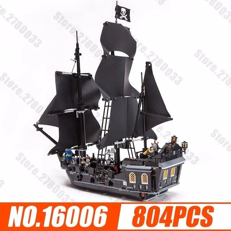 

804pcs Blocks Black Pearl Number Caribbean A Pirate Boat Alpinia Oxyphylla Spelling Insert Building Block 16006