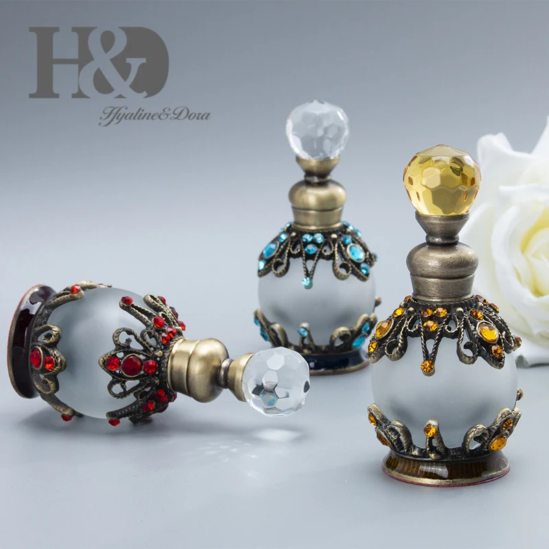 H& D, 3 цвета, 15 мл, ручная работа, Ретро стиль, многоразовый флакон для духов, Пустой Стеклянный матовый контейнер для духов, домашний Свадебный декор, Рождественский подарок