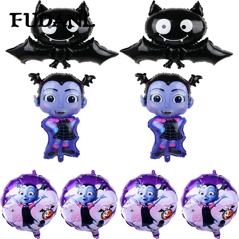 

8pcs Halloween Set 86*68cm Vampire Girl Bat Witch Foil Balloons Kids Birthday Party Decoration Globos Vampirina Balloon Supplies