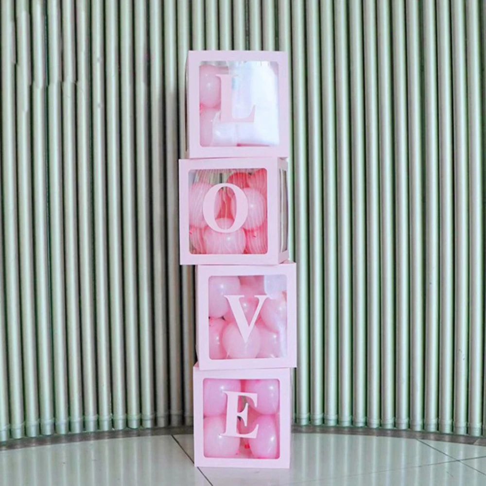 Pink LOVE Прозрачные подарочные коробки с воздушным шаром креативное украшение с малышом/любовь для свадьбы День рождения детский душ коробка для хранения подарка - Цвет: Pink LOVE