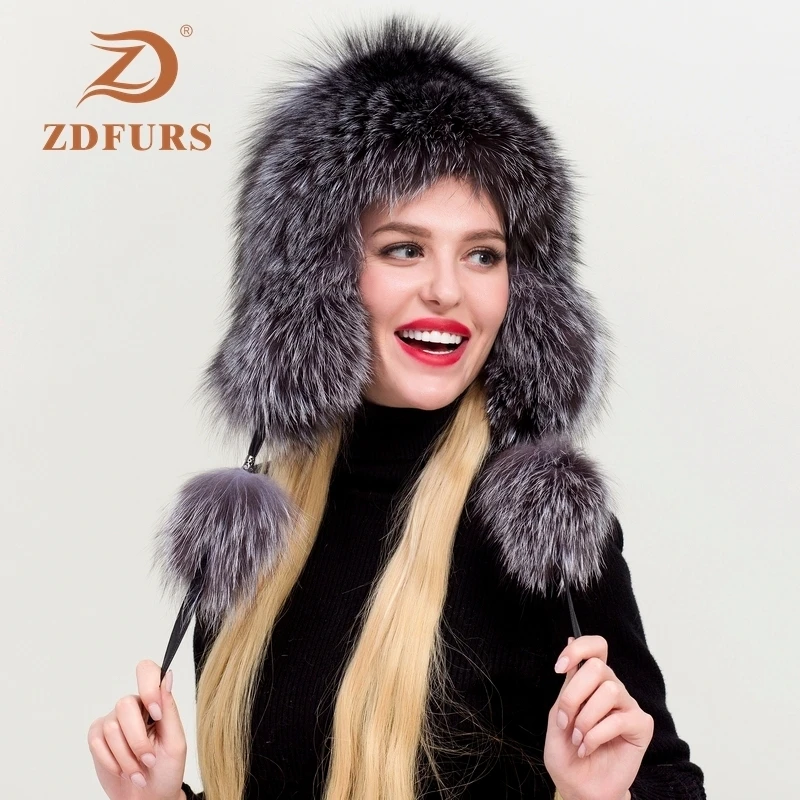 ZDFURS * 2019 шапка из лисьего меха женская зимняя корейская мода утолщенная теплая большая шапка, закрывающая уши меховые женские шляпы Lei Feng