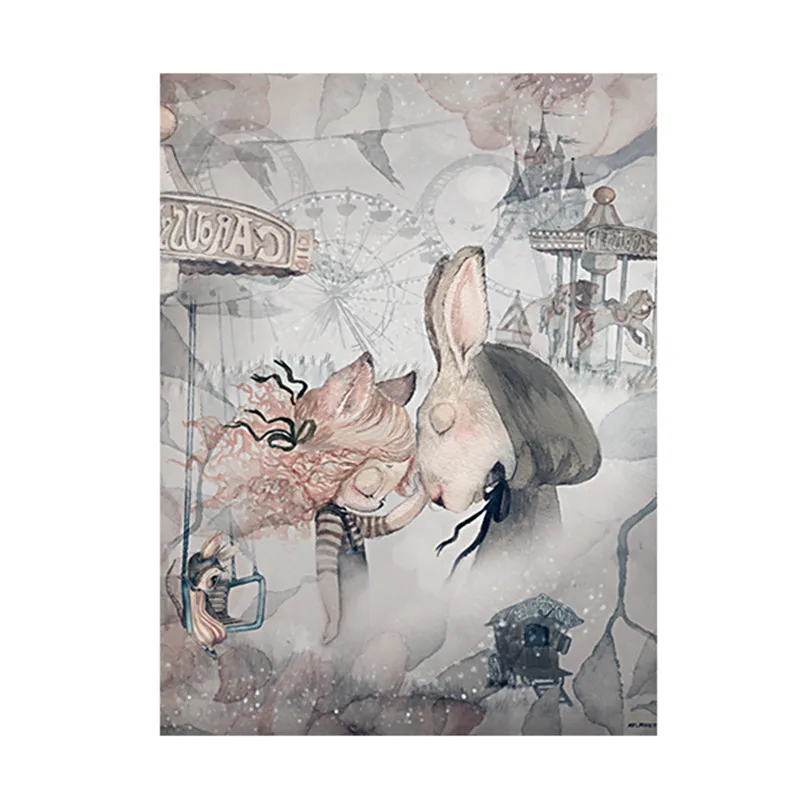 Escandinavo-ms-coelho-cisne-cartazes-desenho-animado-ber-rio-arte-impress-o-parede-imagem-da-lona (4)