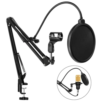 

BM 800 Suspension Scissor Arm Microphone Mic Stand BM800 Clip Holder and Table Mounting Clamp Pop Filter Windscreen Mask Shield