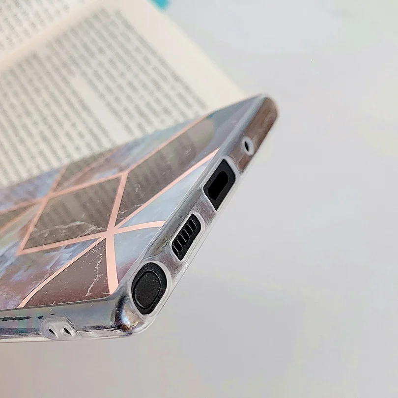 Геометрические мраморные чехлы для телефонов samsung Galaxy S7 S8 S9 S10 Note 8 9 10 Plus 10+ мягкий IMD гальванический чехол