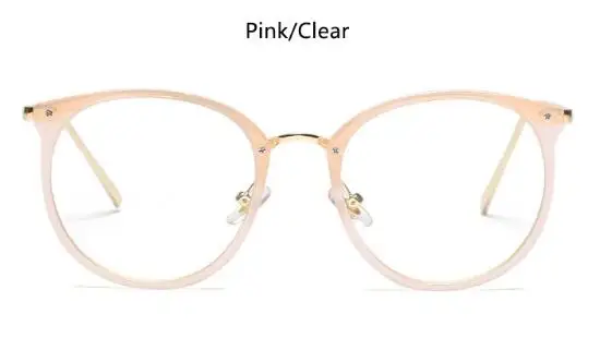 pink clear Уникальные Красные Круглые Женские очки, поддельные брендовые дизайнерские очки по рецепту, прозрачные аксессуары, винтажные очки - Цвет оправы: pink clear