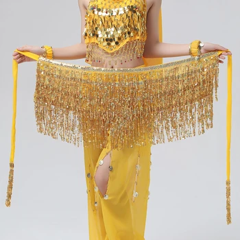 

Women Fashion Belly Dancing Hip Scarf, Wrap Skirt, Sequins Tassel Belly Chain