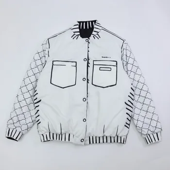 

2021 California Sky Series Sketch Print Jacket Men Women Couple Baseball Jack HipHip High Street Oversize Jacket Men