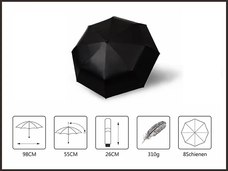 Fashion Black Stars Women Umbrella Three Fold Wind Resistant Anti UV Sun Umbrella Sunny And Rainy Dual-use Male Parasol7