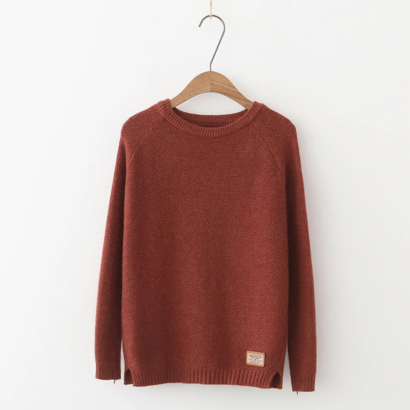 Women Knitted Sweater O-neck Casual Female Sweaters 5 Colors Available Female Pullover Basis Pull Jumper trui - Цвет: Khaki