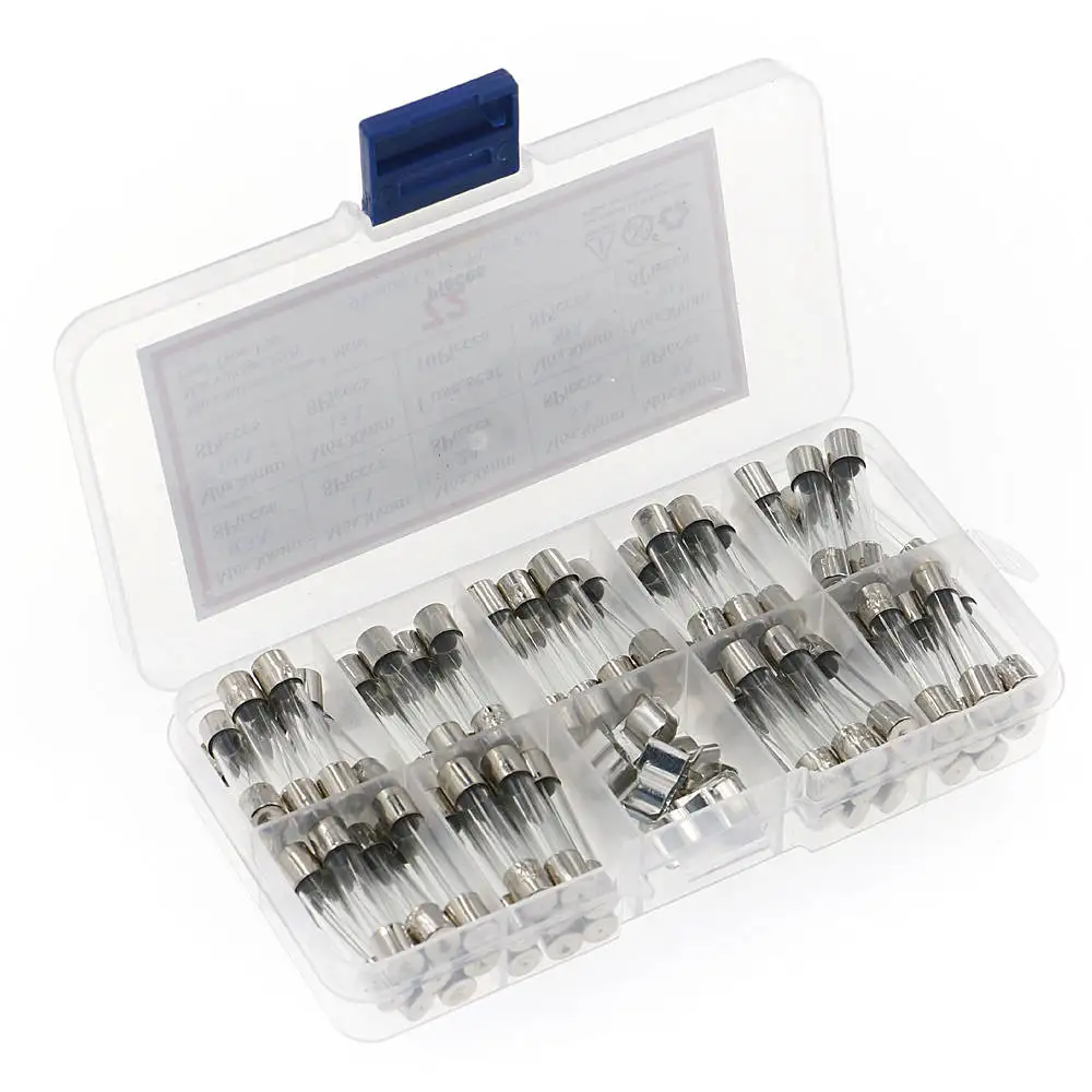 72 Stks/doos 6X30Mm Zekering Diverse Kit Fast-Blow Glas Zekeringen 0.5A 1A 2A 3A 5A 10A 15A 20A 30AMP Quick Blow Auto Glazen Buis Zekeringen Set