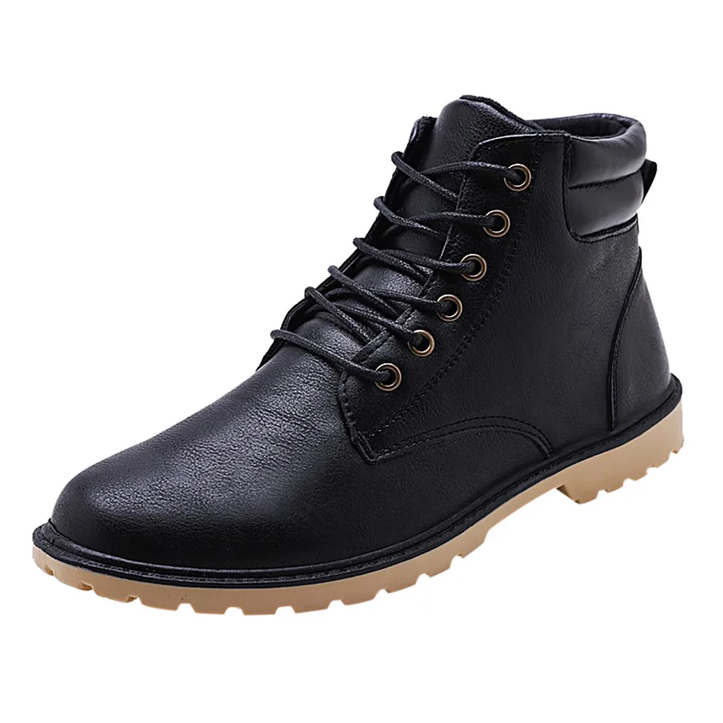 YOUYEDIAN зимние мужские ботинки водонепроницаемые удобные мужские повседневные Теплые ботильоны на шнуровке мотоциклетные ботинки sapato masculino mocassim#912g30 - Цвет: Черный