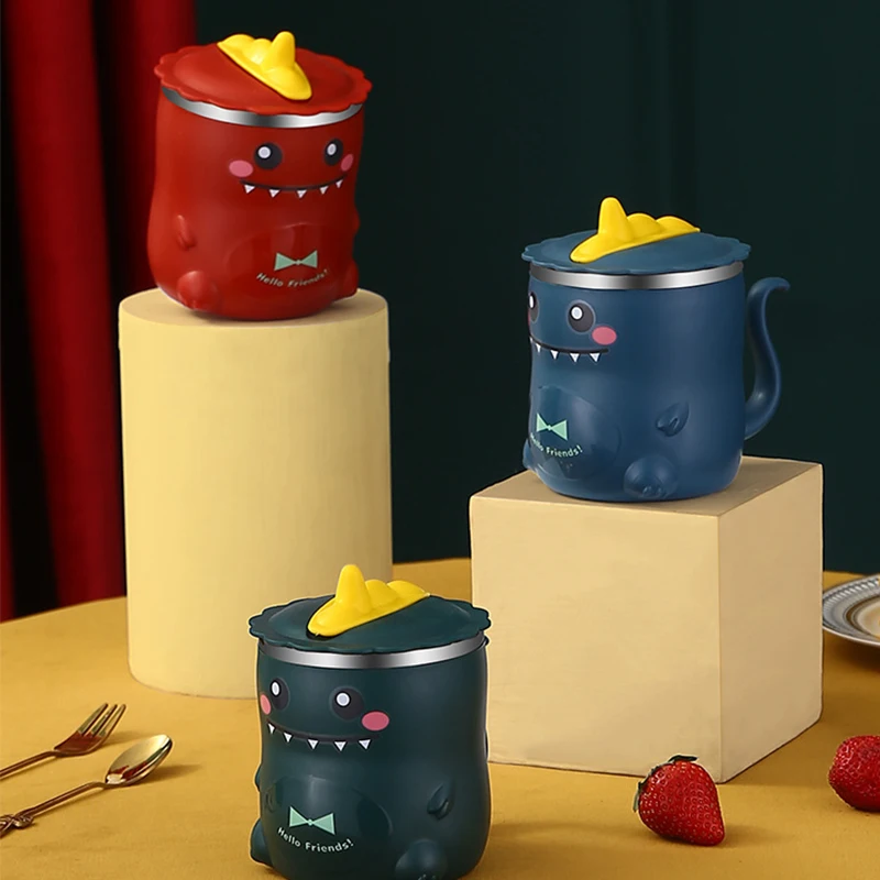 

Детская кружка с мультипликационным динозавром, поилка из нержавеющей стали для детей, бутылочка для воды для малышей, детская чашка для обучения питью