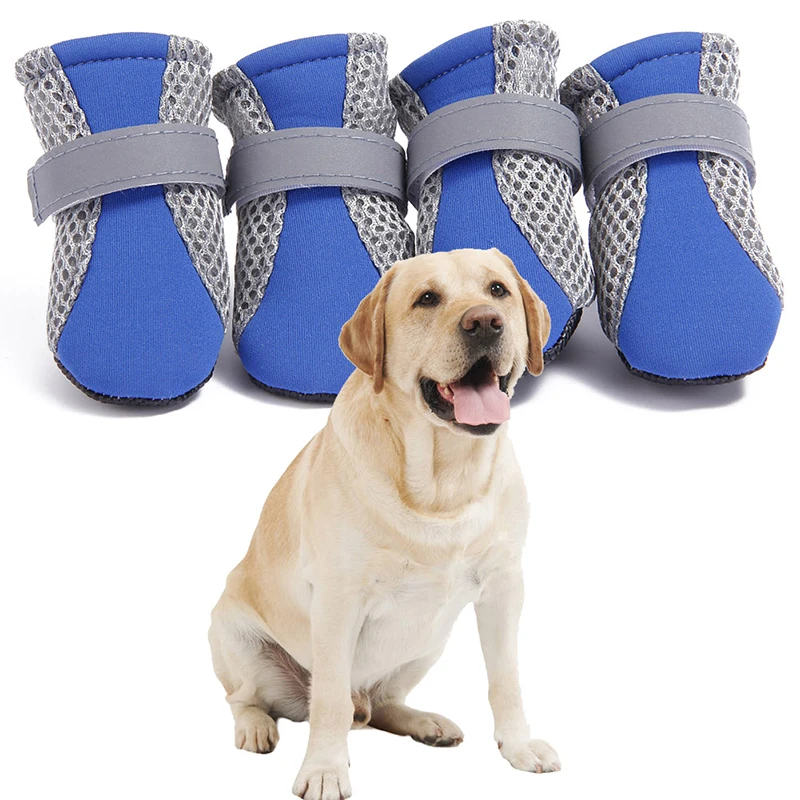 

4Pcs/set Pet Dog Rain ShoesDog Booties Rubber Portable Anti Slip Waterproof Dog Cat Rain Shoes Autumn and Winter S/M/L/XL