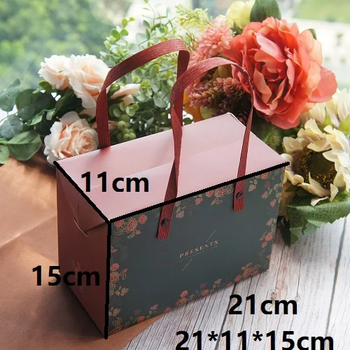 2 размера 5 шт винный цветок роза высокий стиль бумажная коробка с ручкой свеча варенья для конфет и печенья шоколадный подарок упаковка свадебное использование - Color: only this box 5 pcs