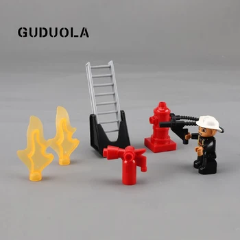 

Duplo Big Bricks Fire Apparatus City traffic Bricks Fire Ladder Fire Extinguisher Fire Hydrant Fire Extinguishing Toy for Kid