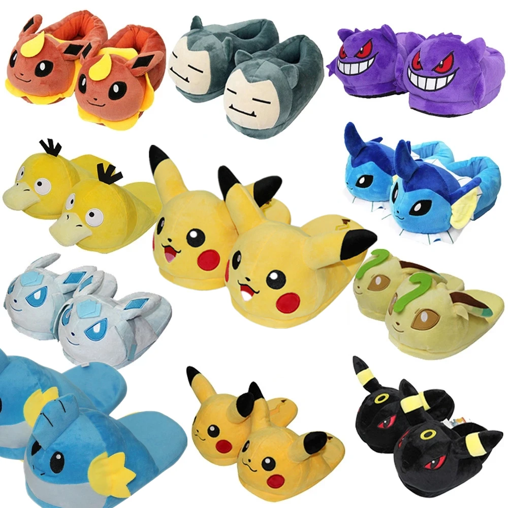 Anime Pokemon Cotton Slippers Eevee Snorlax Charmander Psyduck Gengar Dog  Plush Peluche Psyduck Mudkip Plush Slippers For Adult - Animation  Derivatives/peripheral Products - AliExpress
