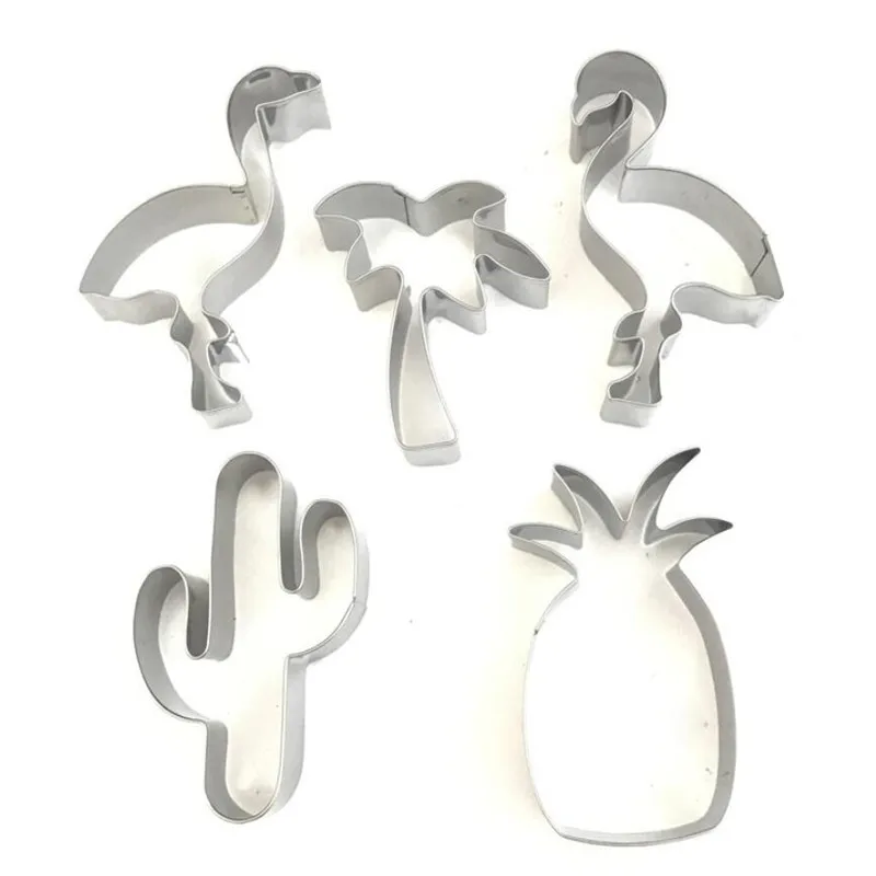 Flamingo/Pineapple/Coconut Tree Shape Cookies Cutters Biscuit Cut for Summer Birthday Decor Kids Hawaiian Luau Theme Party Favor