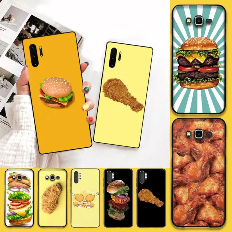 

HPCHCJHM Burger and Fried Chicken TPU black Phone Case Cover Hull For Samsung Note 7 8 9 10 pro Galaxy J7 J8 J6 Plus 2018 Prime