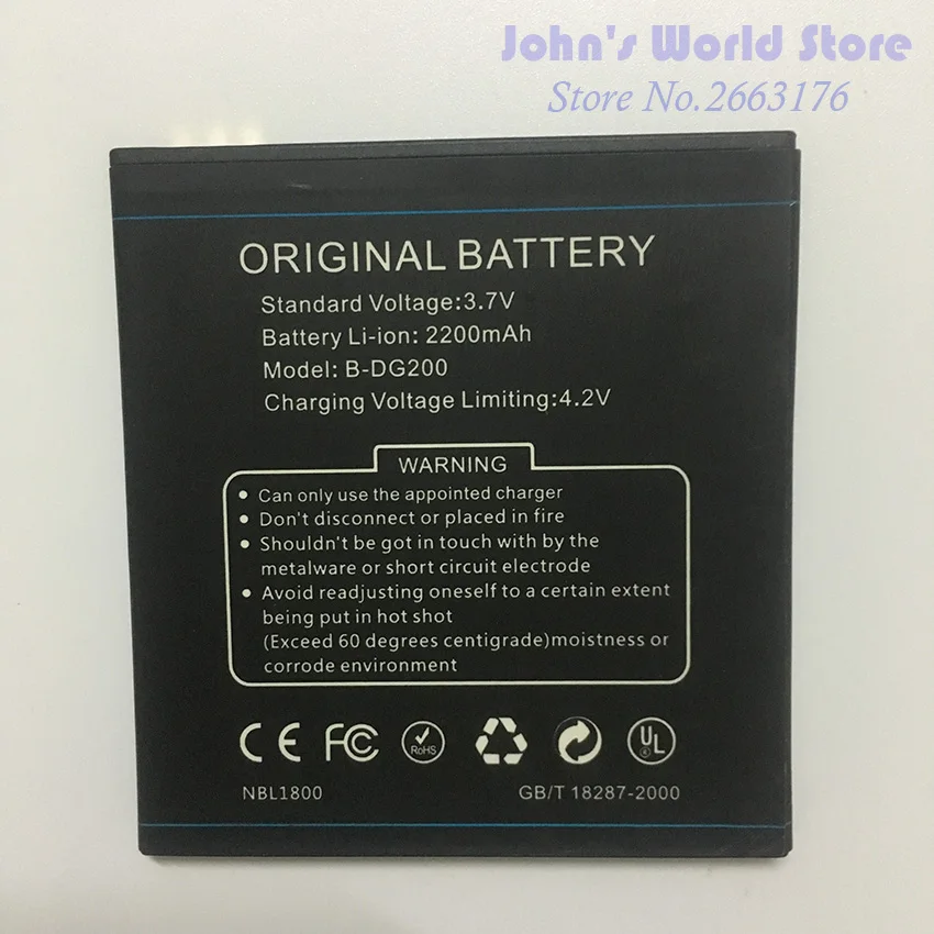 

Original Battery for DOOGEE B-DG200 Smartphone 2200mAh Lithium-ion Battery for DOOGEE B-DG200 DG200 Mobile Phone battery
