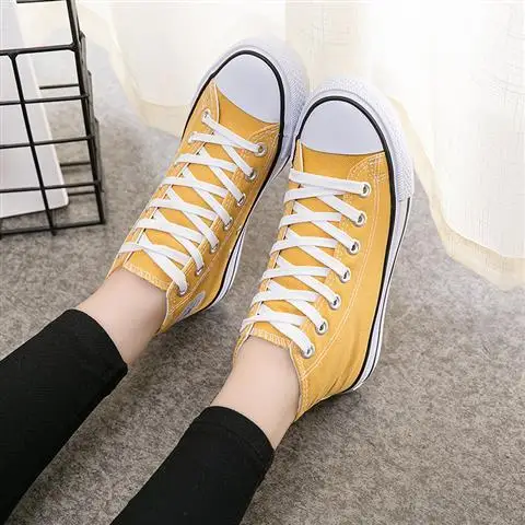 Yellow Высокие кроссовки для мужчин; парусиновая обувь; сезон осень; Вулканизированная обувь для мальчиков; классические кроссовки года; кроссовки унисекс; Весенняя мужская обувь - Цвет: Yellow