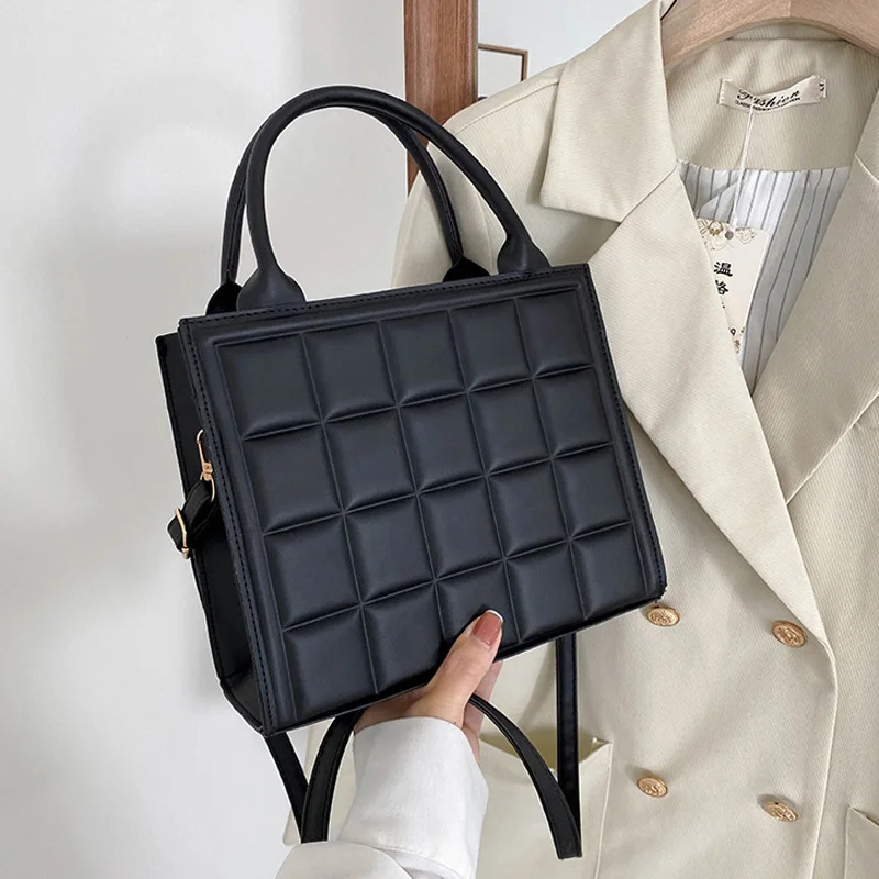 New Luxury Handbags Designer Women Shoulder Bag Fashion Plaid PU Leather Crossbody Bags Square Small Top-handle Tote | Багаж и сумки