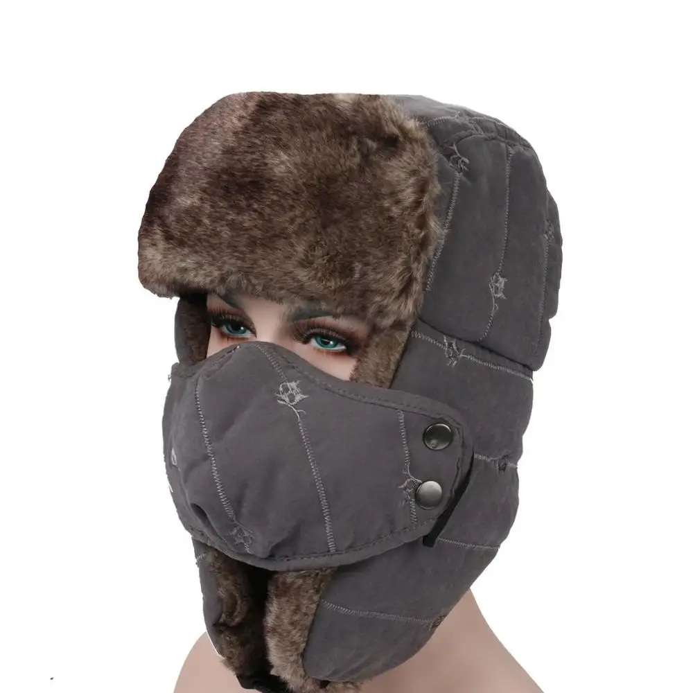 Удобные зимние теплые головные уборы для мужчин и женщин, ветрозащитная противопесочная шапка, Беговая шапка, катание на лыжах, уличная маска CS, Прямая - Цвет: Серый