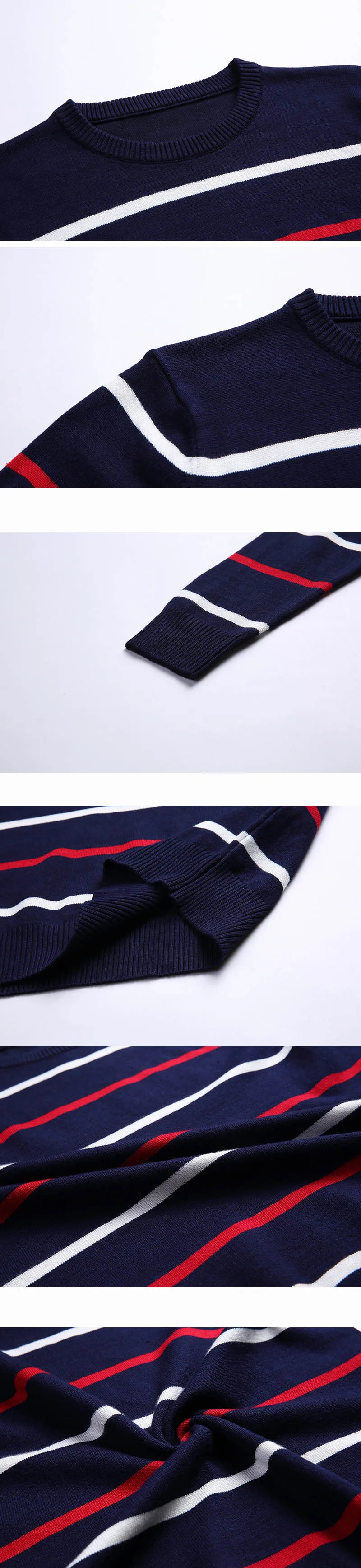 Covrlge Men's Sweater Spring Autumn O-Neck Striped Slim Casual Computer Knittwear Mens Sweaters Pullovers Men M-4XL MZL049