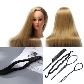 

CAMMITEVER Synthetic Fiber Mannequin Head Hairdresser Training Head Manikin Cosmetology Doll Head with Tools