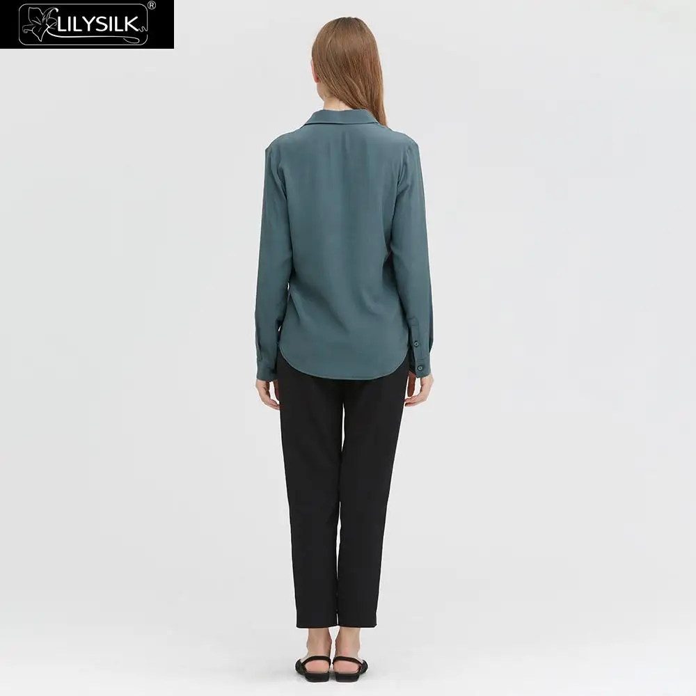LilySilk блузка, шелковая Модная рубашка, без морщин, базовая, женская, элегантная, с длинным рукавом, на пуговицах, мягкая