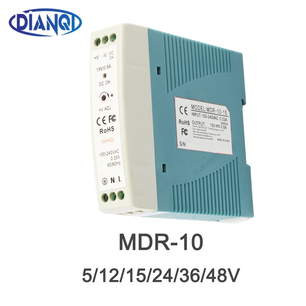 Импульсный источник питания MDR 10 Вт 5 в 12 В 15 24 36 48 din рейка AC/DC|Импульсный питания| |